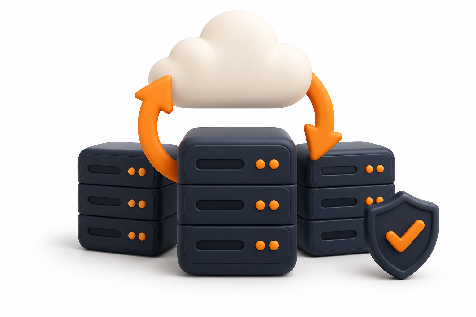 Website hosting servers with cloud transfer and security shield